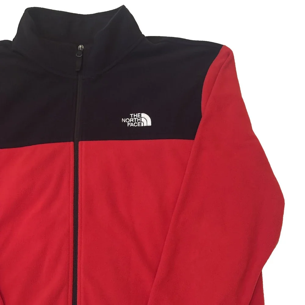 THE NORTH FACE MENS RED AND BLACK FLEECE FULL ZIP JACKET XXL HIKING OUTDOORS